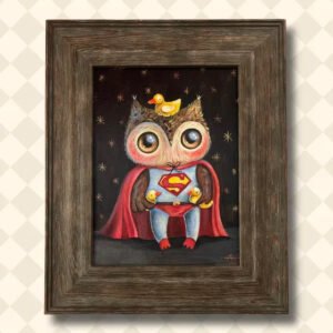 Obraz akrylowy "Super Sowa" 18x24 cm w drewnianej ramie | Mari Kolorowa 2025