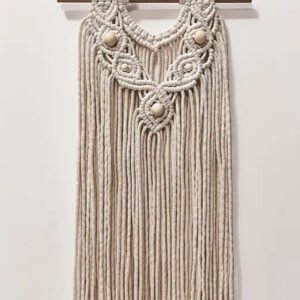 Makrama ścienna boho 26x52 cm na drążku | Bawełna 100% Oeko-Tex Handmade